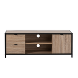 Cassis Light Oak Finish TV Stand With Matt Black Metal Frame