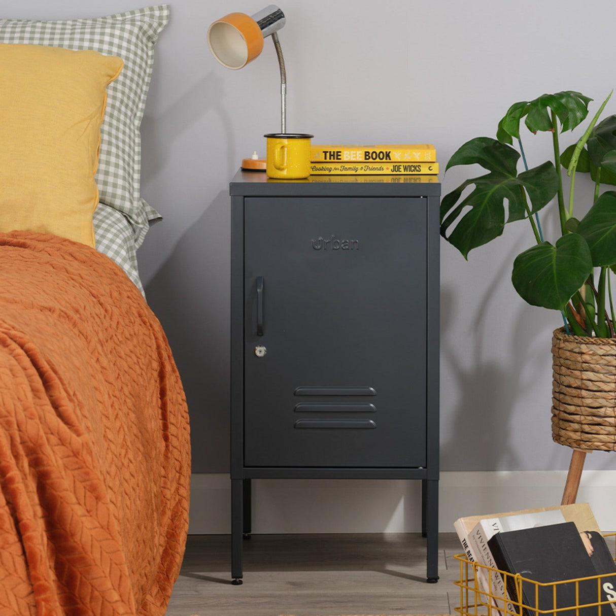 The Camden - Side Table, Storage Locker Slate Grey