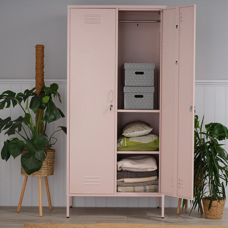 The Chelsea - Tall Double Door Storage Locker In Light Pink