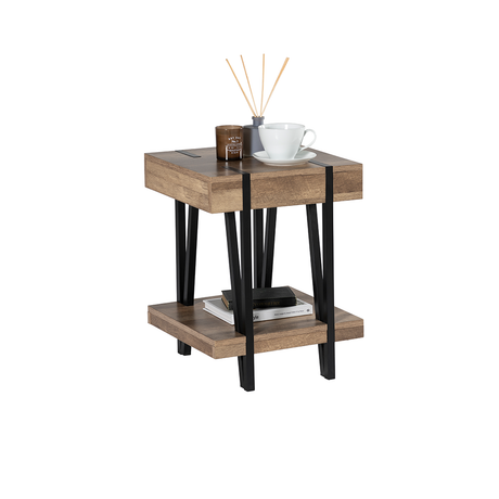 Geneva Contemporary Coffee Side Table with Metal Legs & Detailing