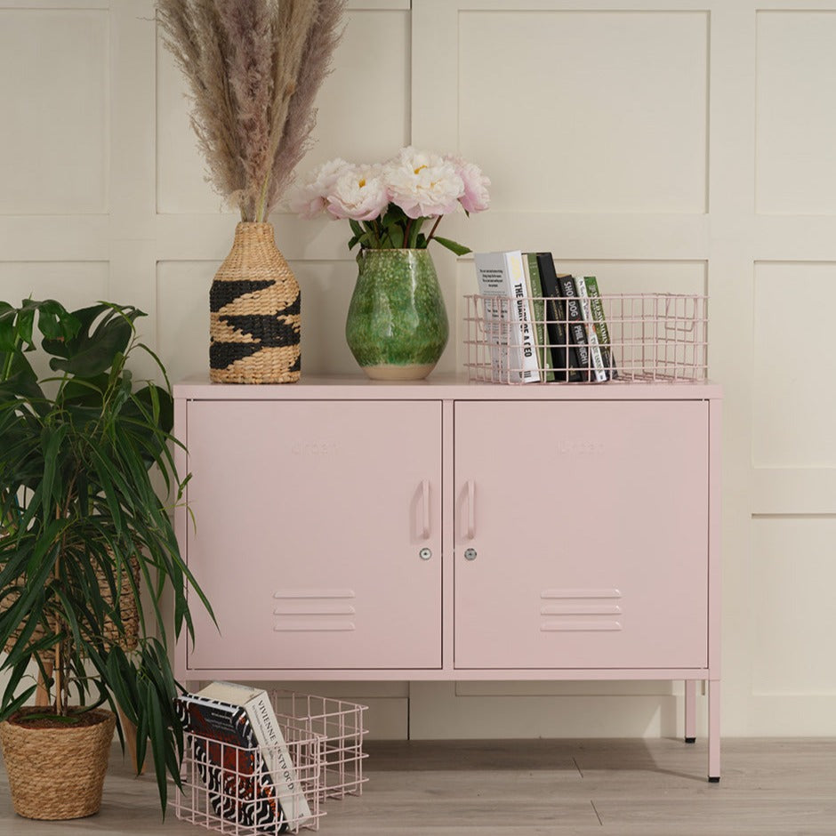 The Oxford - Side Table/TV Stand Storage Locker In Light Pink