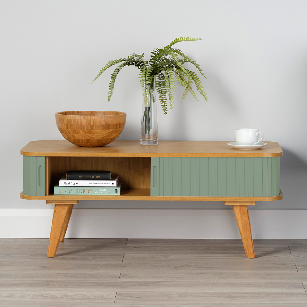 Malmo Coffee Table with Sage Green Sliding Doors