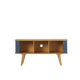 Oslo TV Stand with Dark Blue Sliding Doors