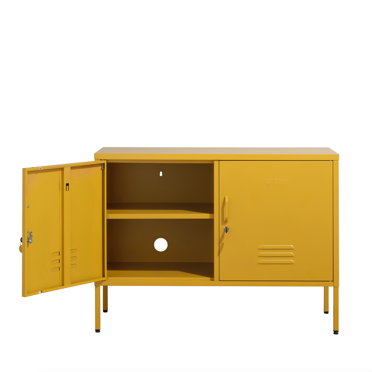 The Oxford - Side Table/TV Stand Storage Locker In Mustard