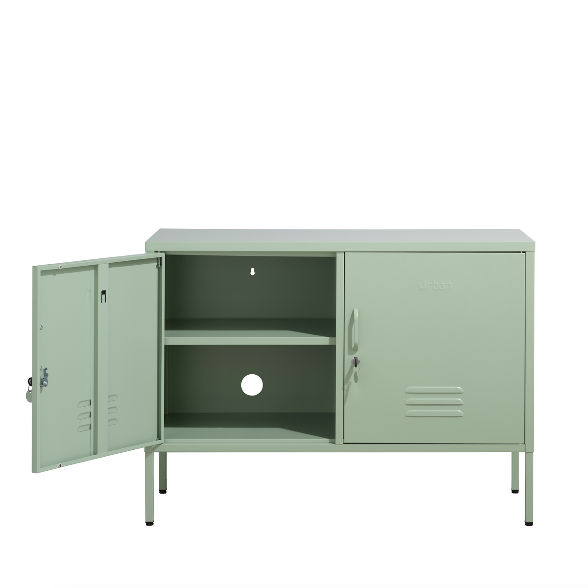 The Oxford - Side Table/TV Stand Storage Locker In Sage