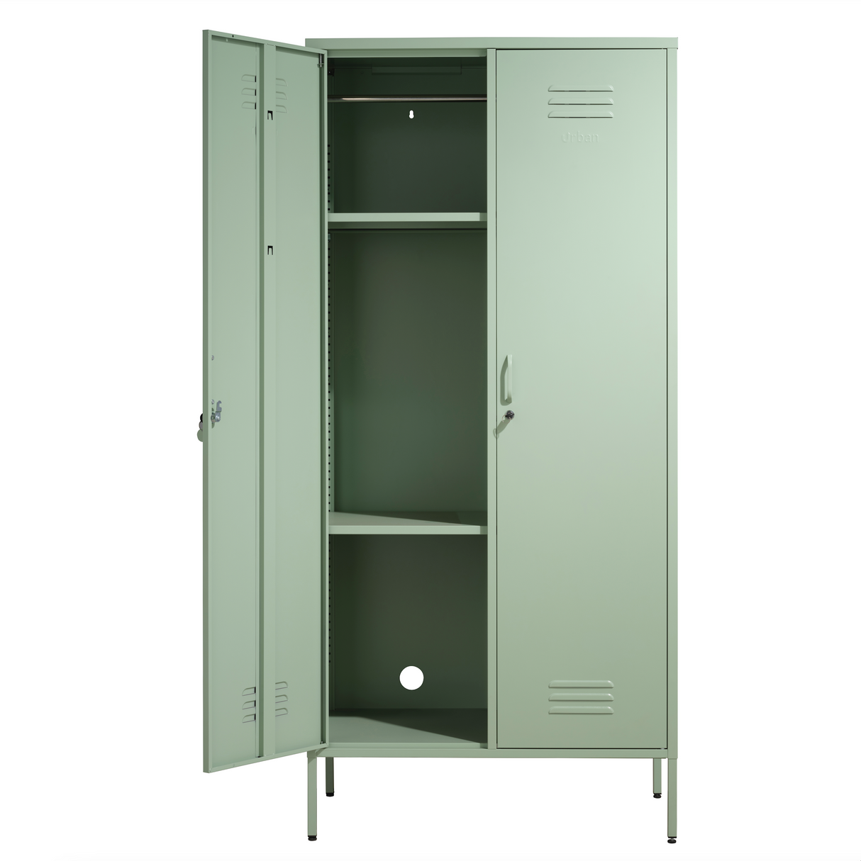 The Chelsea - Tall Double Door Storage Locker In Sage