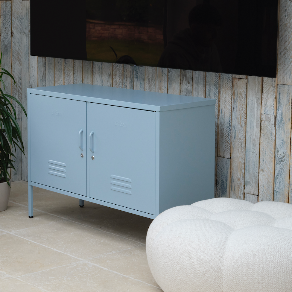 The Oxford - Side Table/TV Stand Storage Locker In Sky Blue