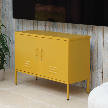 The Oxford - Side Table/TV Stand Storage Locker In Mustard