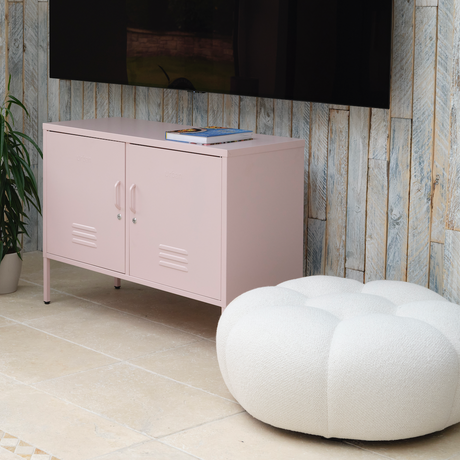 The Oxford - Side Table/TV Stand Storage Locker In Light Pink