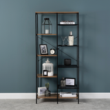 Tivoli 9 Tier Storage Bookshelf Mid Oak Style With Industrial Details