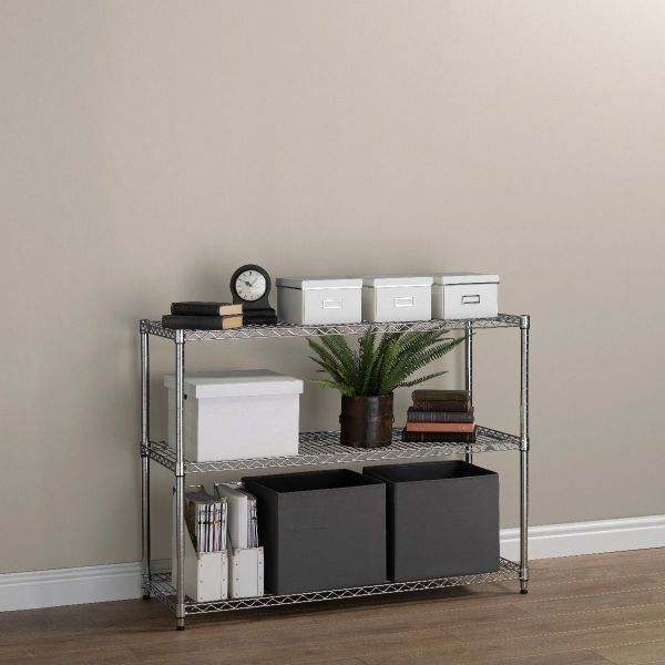 Avignon Chrome Wire Utility Storage Shelving Unit 3 Tiers