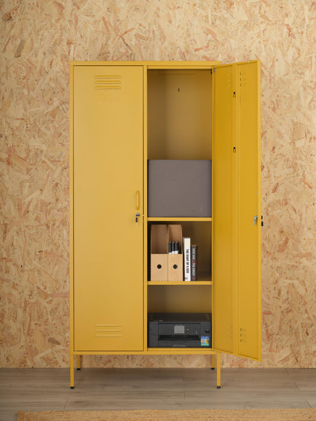 The Chelsea - Tall Double Door Storage Locker In Mustard